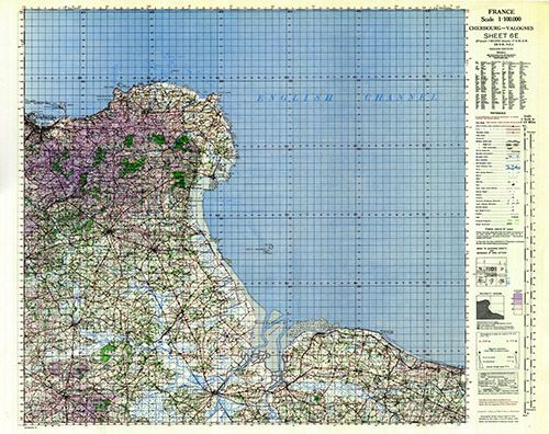 GSGS 4249 1:100,000 Cherbourg and Valognes Sheet 6E