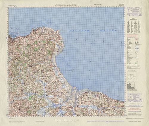 GSGS 4249 1:100,000 Cherbourg Valognes AMS Sheet 6E