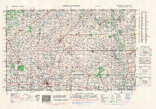 GSGS 4250 1:50,000 Cosse le Vivien Sheet 6H4