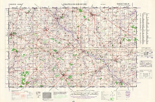 GSGS 4250 1:50,000 Chatillon sur Sevre Sheet 6K4