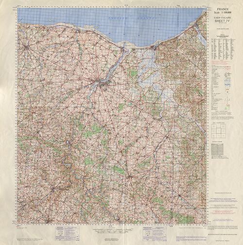 GSGS 4249 1:100,000 Caen Falaise Sheet 7F