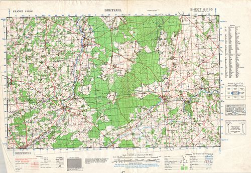 GSGS 4250 1:50,000 Breteuil Sheet 8F6