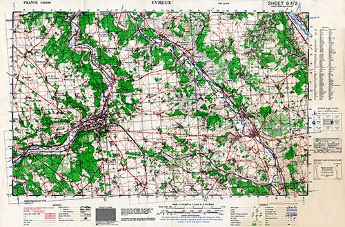 GSGS 4250 1:50,000 Evreux Sheet 9F3