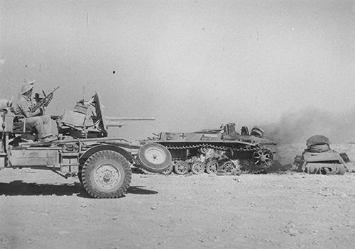 A British 2 pounder anti-tank gun in Gazala 1942