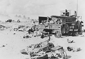 An overrun British signals section in Gazala 1942