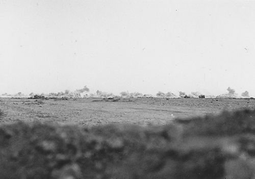 A tank battle under way in the Cauldron in Gazala 1942