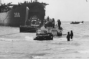 LST unloading at Salerno.