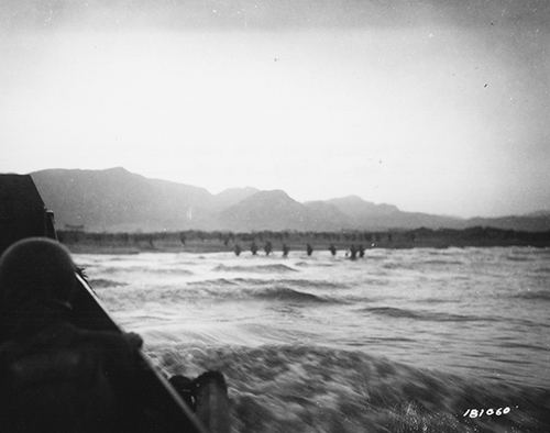 Troops coming ashore at Salerno