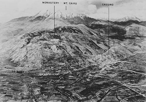Aerial view of Monte Cassino 1944
