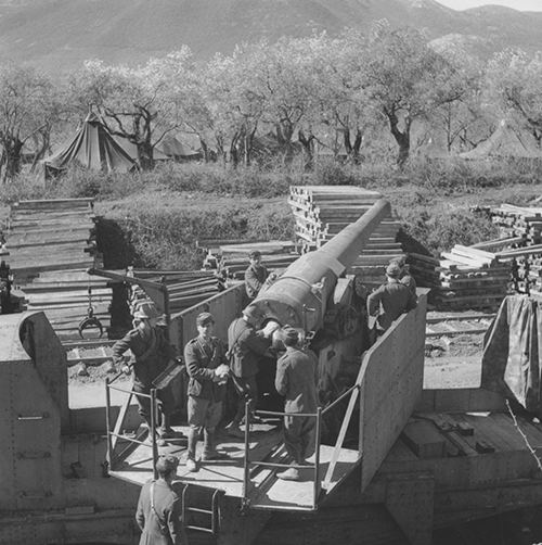 An Italian 194mm railway gun in Monte Cassino