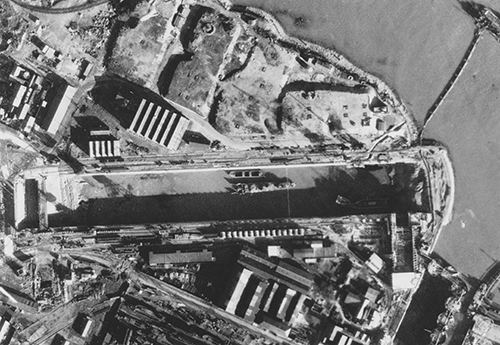 Aerial of St Nazaire after the operation