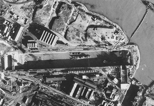 Aerial of St Nazaire after the operation