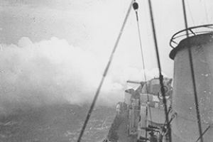 Convoy laying fire on Dieppe