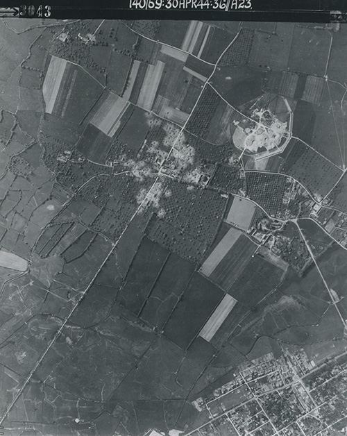 An aerial view of the Merville Battery