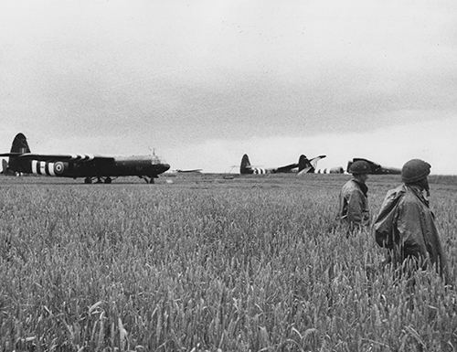 Airmen making their way off the landing zone