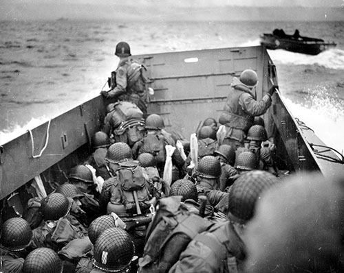 US Infantry Divisions tackle rough swell en route to Omaha.
