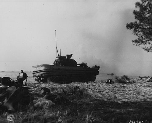 DD tank lands near red beach area of Utah Beach