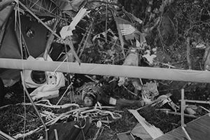 The wreckage of a CG-4A Waco glider