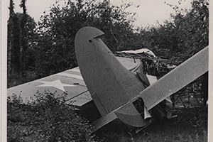 A wrecked Allied glider