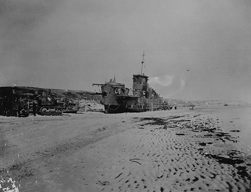 Coast Guard Infantry Landing Craft perches abandoned