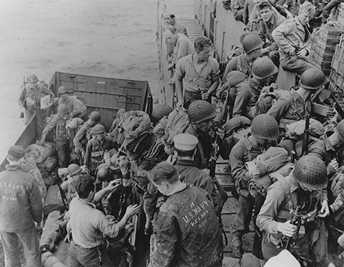 American troops boarding an LCI
