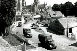 A convoy of American lorries