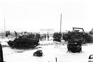Sherman tanks, Universal carriers and an AVRE
