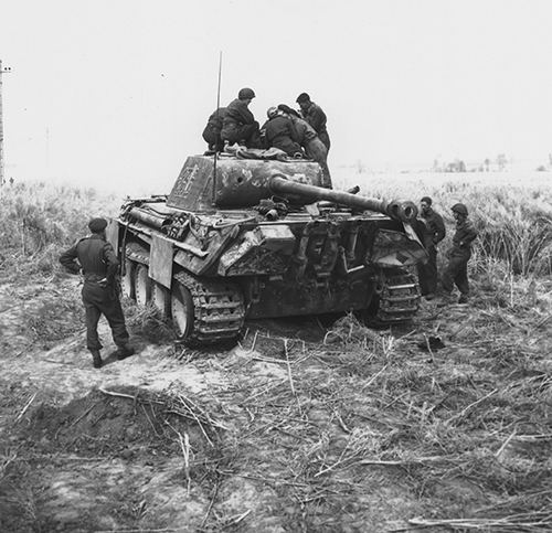 Damaged Panther tank near Authie