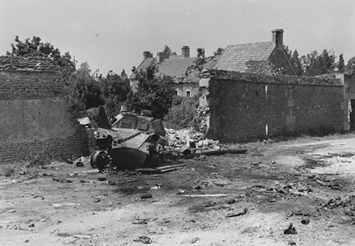 Knocked out Canadian armoured scout car