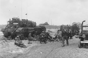 Troops of 3rd Division on Queen beach