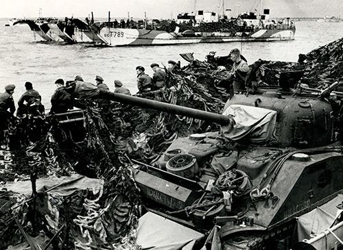 Landing Craft with a Sherman Firefly