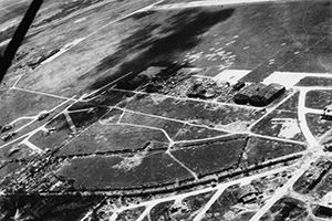 Wrecked hangars on Carpiquet airfield.