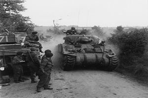 Sherman tanks of 33rd Armoured Brigade