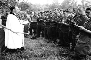 Open air service for a battalion of Scots troops