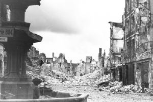 A view of the destruction in the centre of Falaise.