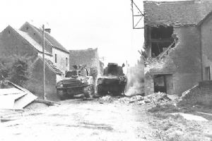 Two knocked out Shermans in St-Lambert-sur-Dive