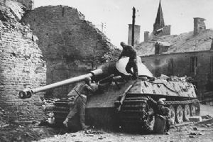 Browse Troops inspect a knocked out King Tiger tank