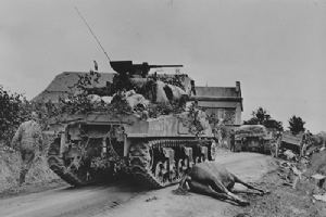 American tanks on their way to Avranches