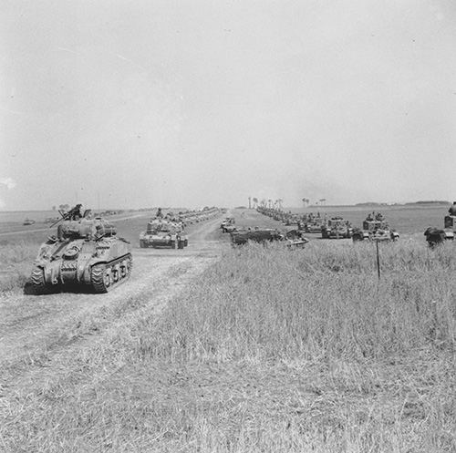 Sherman and Cromwell tanks of the 1st Polish Armoured Division