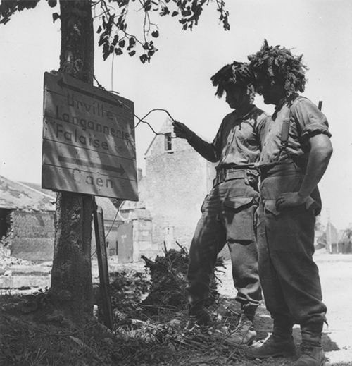 Road sign by the Caen-Falaise road