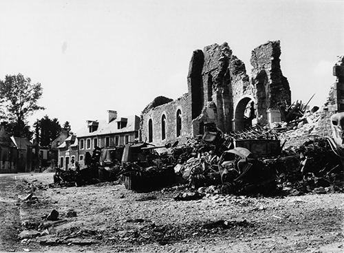 The destroyed wrecks of two Marder III