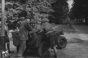 Jeep patrol setting out to go into Arnhem