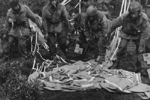 Troops unpacking supplies