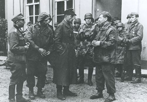 Polish paratroopers being interrogated by Germans.