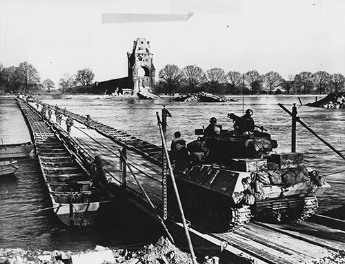 United States Army troops cross the Rhine