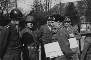 High ranking Allied officers discuss the Rhine crossing