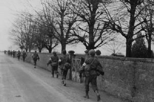Medics go forward on East Bank of Rhine River