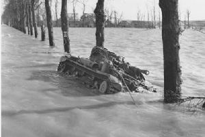 A knocked out Valentine XI tank
