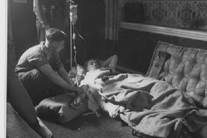 Soldier receiving treatment