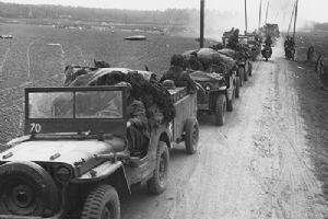 A convoy of jeeps